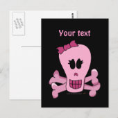 Roze meisje met Bow Halloween of Pirate Briefkaart (Voorkant / Achterkant)