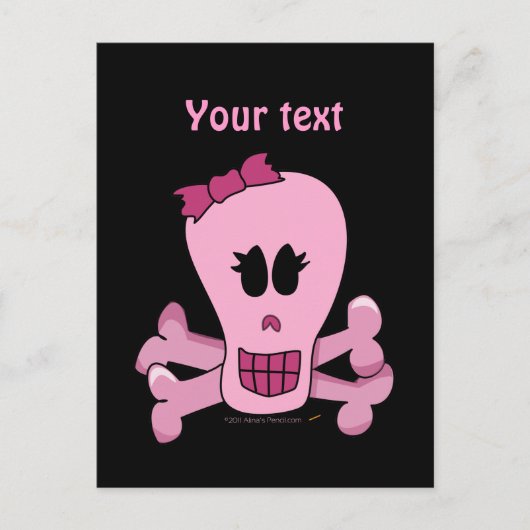 Roze meisje met Bow Halloween of Pirate Briefkaart (Voorkant)