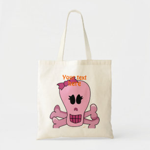 Roze meisje met Bow Halloween of Pirate Tote Bag