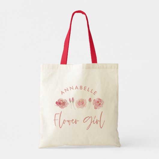 Roze meisje met dunne waterverf, bloemenkool tote bag (Achterkant)