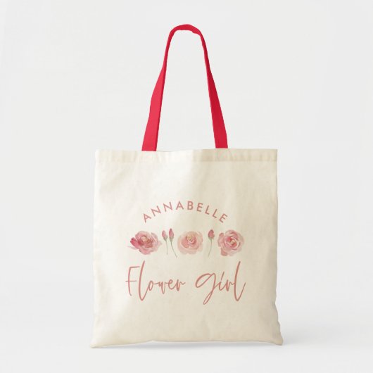 Roze meisje met dunne waterverf, bloemenkool tote bag (Voorkant)