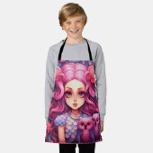 Roze meisje met twee uilen schort (Gedragen)