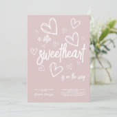 Roze Meisje Modern Heart Baby shower Kaart (Staand voorkant)