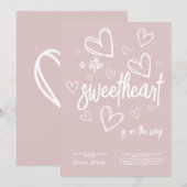 Roze Meisje Modern Heart Baby shower Kaart (Voorkant / Achterkant)