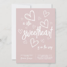 Roze Meisje Modern Heart Baby shower