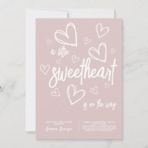 Roze Meisje Modern Heart Baby shower Kaart
