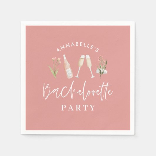 Roze meisje moderne drink bachelorette servet (Voorkant)