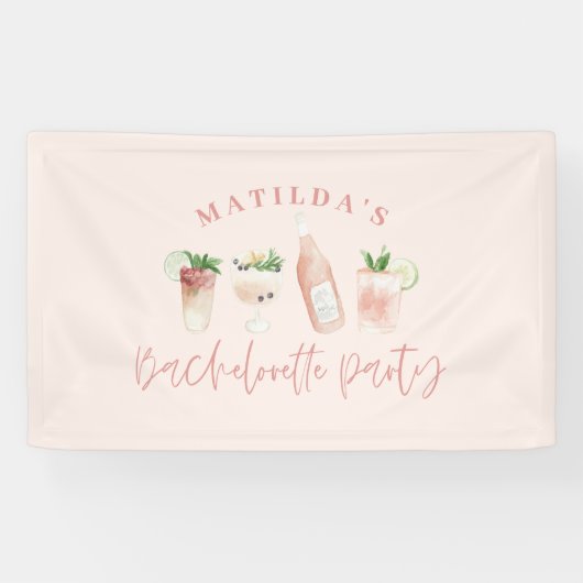 Roze meisje moderne drinken weekend bachelorette spandoek (Horizontaal)