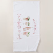 Roze meisje moderne drinken weekend bachelorette strandlaken (Voorkant)