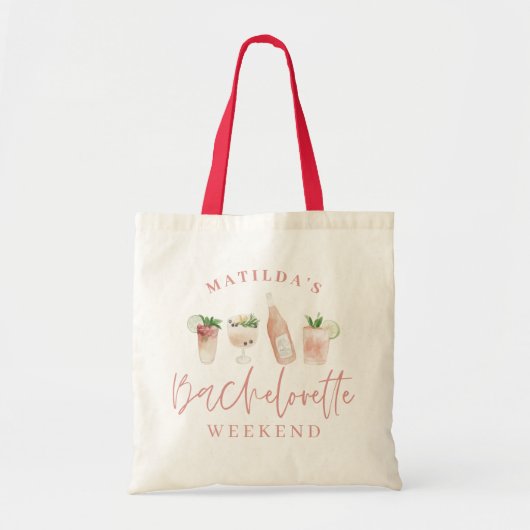 Roze meisje moderne drinken weekend bachelorette tote bag (Voorkant)