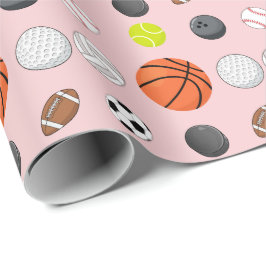 Roze Meisje Multi Sport Verjaardag Cadeaupapier