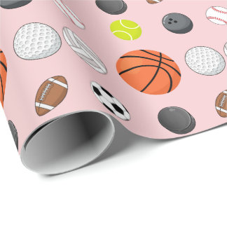 Roze Meisje Multi Sport Verjaardag Cadeaupapier