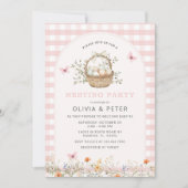 Roze Meisje Nest Feest Voorbereiding het Nest Baby Kaart (Voorkant)