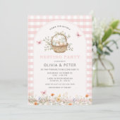 Roze Meisje Nest Feest Voorbereiding het Nest Baby Kaart (Staand voorkant)