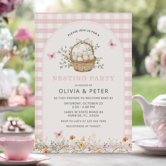 Roze Meisje Nest Feest Voorbereiding het Nest Baby Kaart