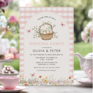 Roze Meisje Nesting Party Prep het Nest Baby showe Kaart