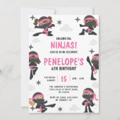 Roze Meisje Ninja Warrior Karate Verjaardag Kaart (Voorkant)