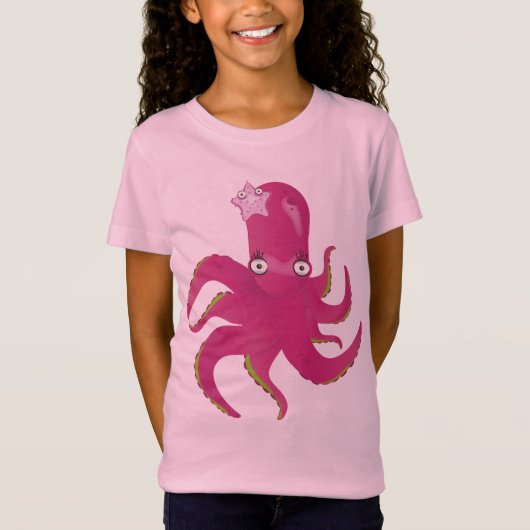  roze meisje octopus t-shirt (Voorkant)