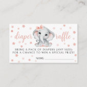 Roze meisje olifant baby shower luier verloting ka informatiekaartje (Voorkant)