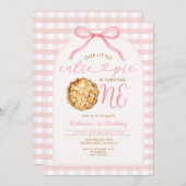 Roze Meisje Onze Kleine Cutie Pie Gingham Verjaard Kaart (Voorkant / Achterkant)