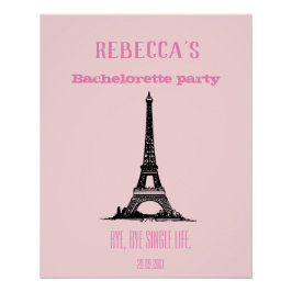 Roze Meisje Paris Thema Bachelorette Party Achterg Perfect Poster