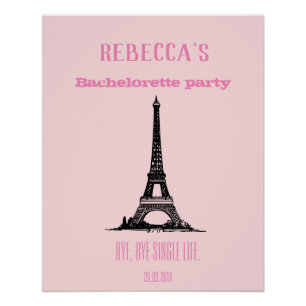 Roze Meisje Paris Thema Bachelorette Party Achterg Perfect Poster