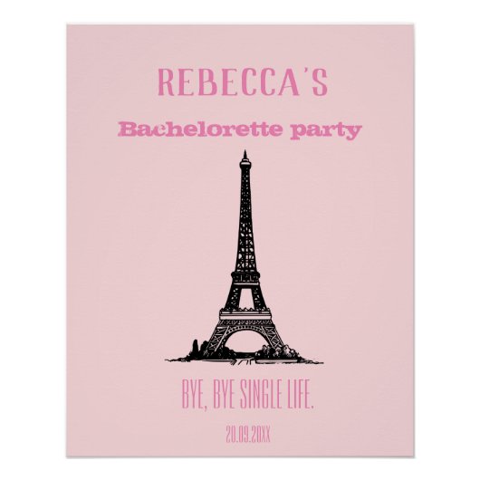 Roze Meisje Paris Thema Bachelorette Party Achterg Perfect Poster (Voorkant)