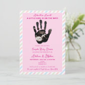 Roze Meisje Pastel Echografie Koppels Baby shower Kaart (Staand voorkant)