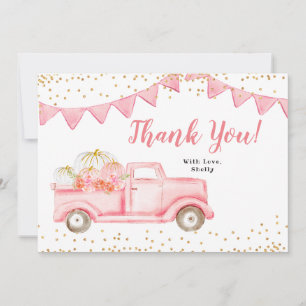 Roze meisje pomkin Truck Hartelijk dank Bedankkaart