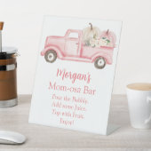 Roze Meisje Pompoen Baby shower Mom-osa Bar Reclamebord Met Voetstuk (Insitu)
