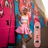 Roze Meisje Retro Blond Skater Meisje Persoonlijk Skateboard