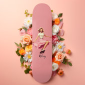 Roze Meisje Retro Blond Skater Meisje Persoonlijk Skateboard