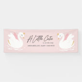 Roze meisje-rijke zwanenliefhebber baby shower spandoek (Horizontaal)
