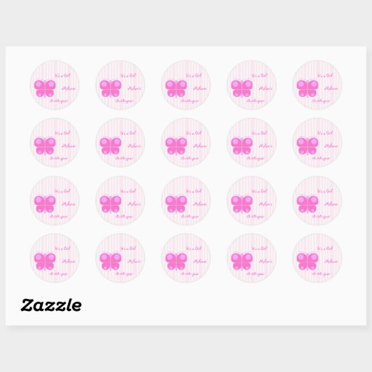 roze meisje ronde sticker (Vel)