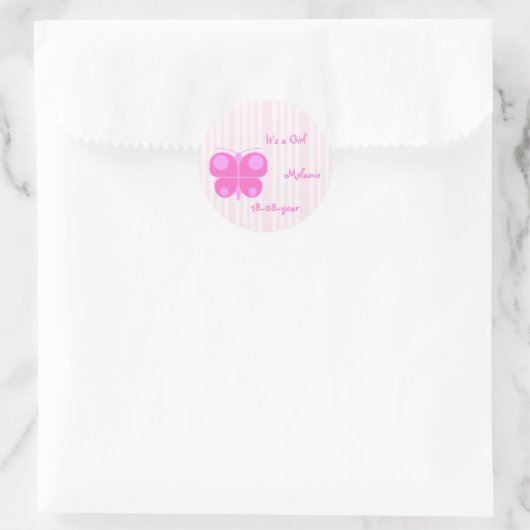 roze meisje ronde sticker (Tas)