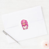 Roze meisje ronde sticker (Envelop)