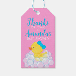 Roze Meisje Rubber Duck Favor Gift Label Cadeaulabel