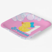 Roze Meisje Rubber Duck Gepersonaliseerde Verjaard Papieren Bordje (Gebogen)