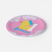Roze Meisje Rubber Duck Gepersonaliseerde Verjaard Papieren Bordje (Gekanteld)