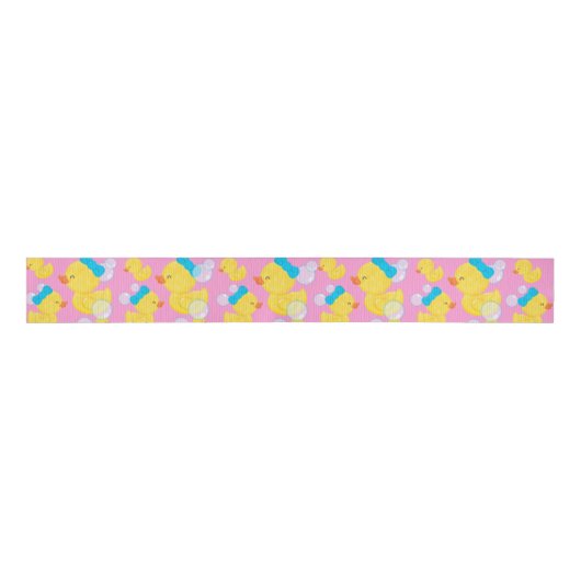Roze Meisje Rubber Ducky Grosgrain Lint (Voorkant)