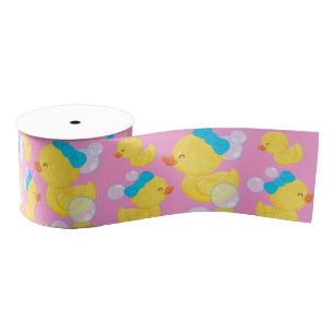 Roze Meisje Rubber Ducky Grosgrain Lint