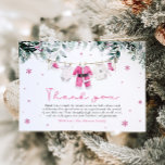 Roze Meisje Santa Baby Christmas Baby shower Bedankkaart<br><div class="desc">Show uw waardering met feestelijke charme met behulp van onze Pink Santa Baby Christmas Baby shower Thank You Card! 🎅👶 Dit lieve en speelse ontwerp is voorzien van babykleding op een roze kledinglijn met kerstthema, ideaal voor een op vakantie geïnspireerd baby shower. De zachte roze tinten in combinatie met de...</div>