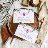 Roze Meisje Santa Baby Christmas Baby shower Bedankkaart