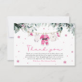 Roze Meisje Santa Baby Christmas Baby shower Bedankkaart (Voorkant)