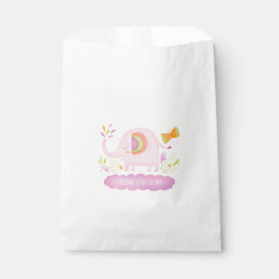 Roze Meisje Schattige Olifant Baby shower Bedankzakje