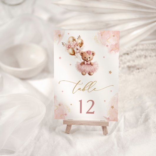 Roze Meisje Schattige Teddy Bear Baby shower