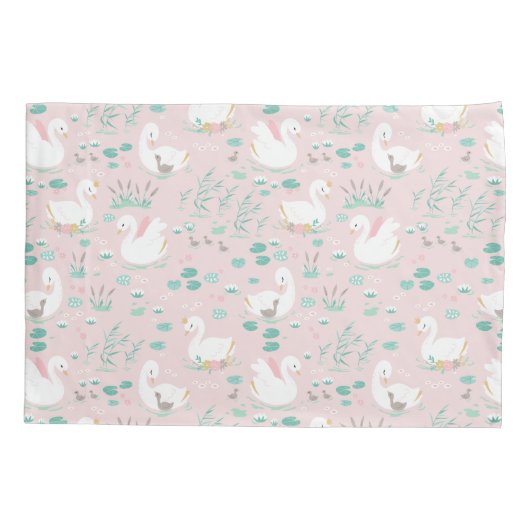 Roze, meisje schattige zwanen florelegant mooie pi kussensloop (Achterkant)