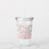 Roze meisje schattige zwanenflorelegant mooi acryl drinkbeker (Voorkant)