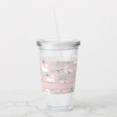 Roze meisje schattige zwanenflorelegant mooi acryl drinkbeker (Links)