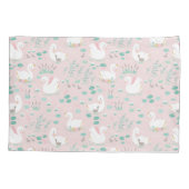 Roze meisje schattige zwanenflorelegant mooi kussensloop (Achterkant)